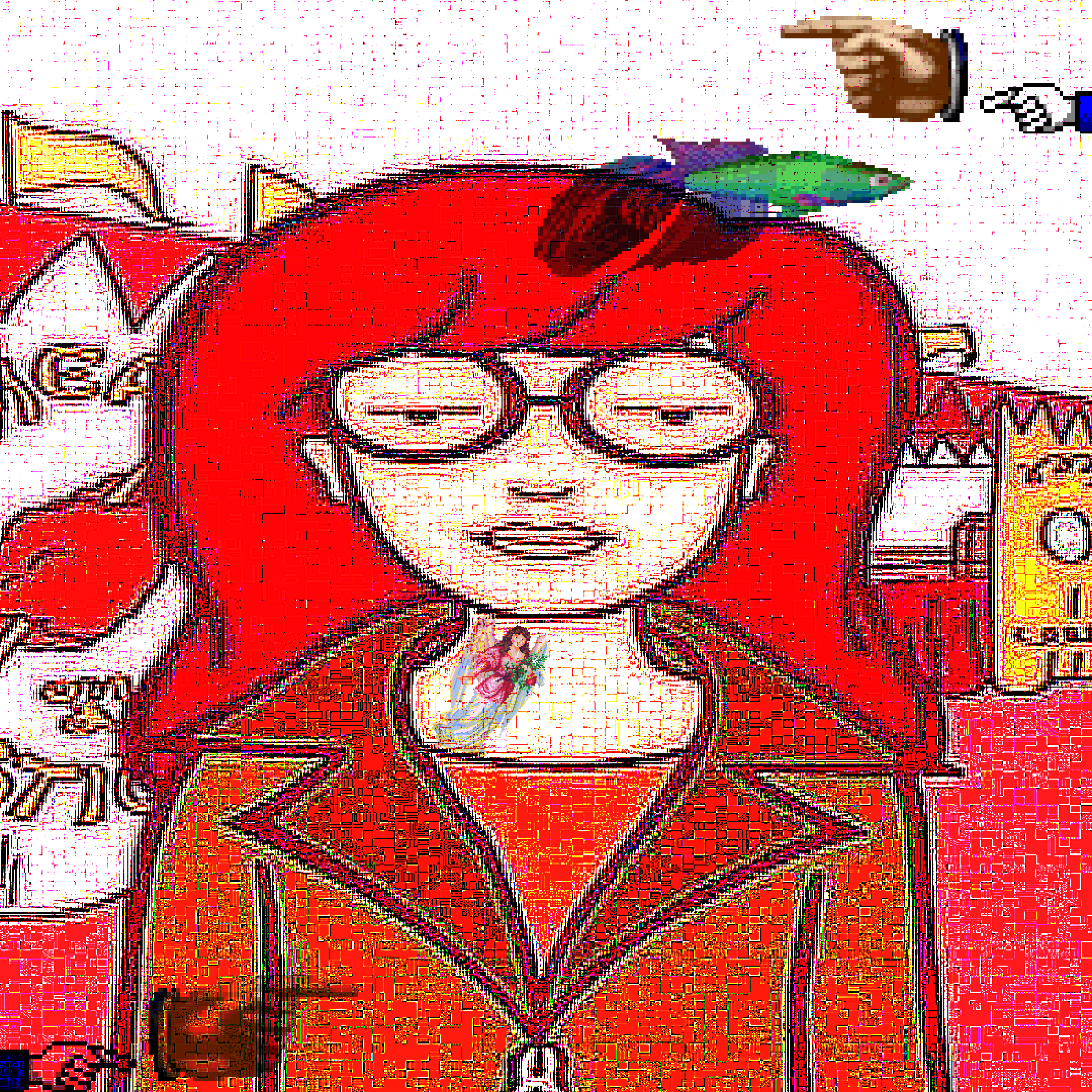 Distorted image of Daria being serious